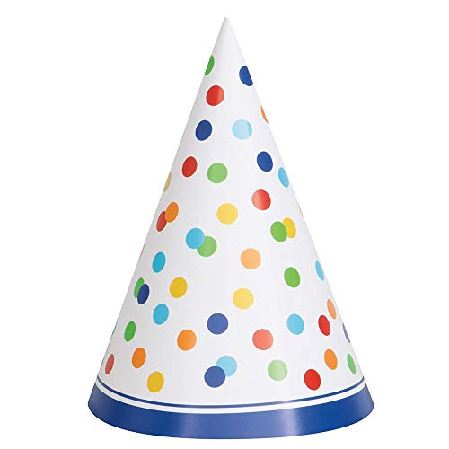 Unique Party - Gorros de Fiesta - Diseño de Lunares de Arco Iris - Paquete de 8 (58261)