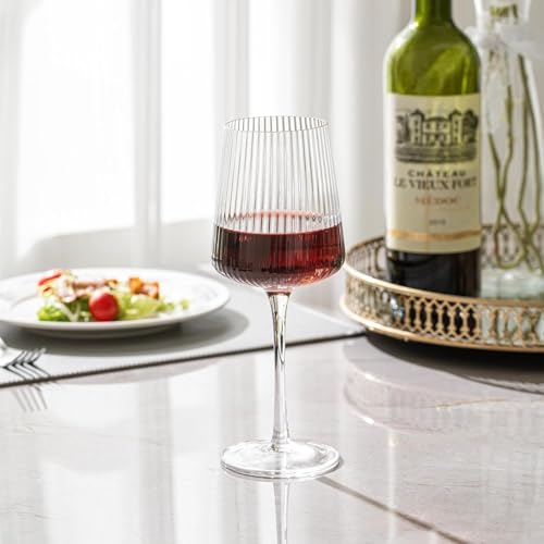 Image of Premium Wine Glasses 400ml, Set of 6 Long Wine, Burgundy Clear Glasses with Stem for Wedding Anniversary, Birthday, Gift (RKT-12, Set of 6)