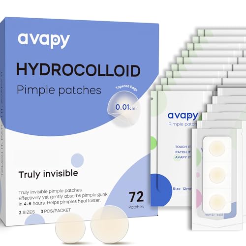 AVAPY Pimple Patches For Face, Invisible Hydrocolloid Acne Patches-Zits & Blemish, Covering Zits & Blemishes in Face and Skin, Control Oil, Pimple Patch with Salicylic Acid (72 Count)