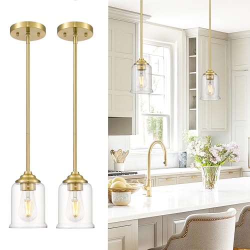 Image of zeyu 2-Pack 1-Light Glass Pendant Light with Clear Glass, ZSL104MIL-2 BG