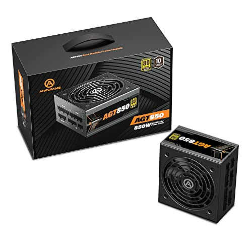Image of 850W Power Supply 80+ Gold PSU Fully Modular ATX PSU (ARESGAME, AGT850)