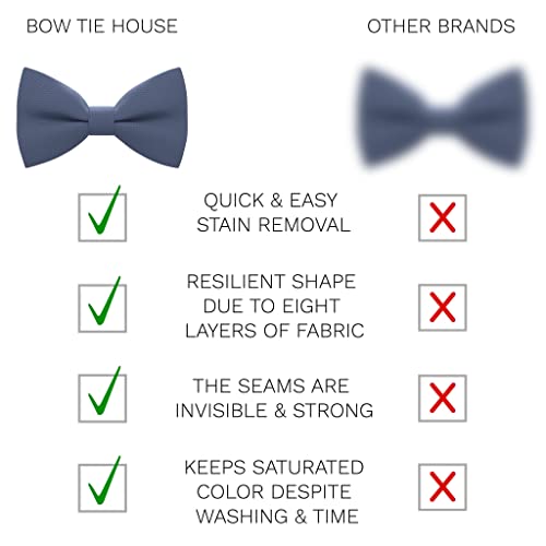 Image of Bow Tie House Mens Bowties Pre-tied Shape Clip on Bowtie Solid Men Formal Wear for kids, baby boys, toddler any age bow ties