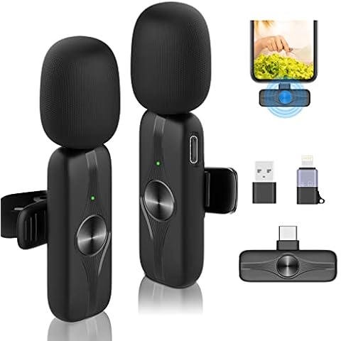 Wireless Lavalier Microphone for iPhone/Android Phone/iPad/Laptop,Noise Reduction,Plug-Play,2 Pack Wireless Mics for Video Recording TikTok YouTube Facebook Live Stream Cover