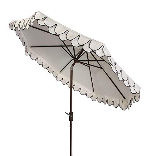 Safavieh Pat8006D Outdoor Collection Elegant Red And White Valance 9Ft Auto Tilt Umbrella #TOP1