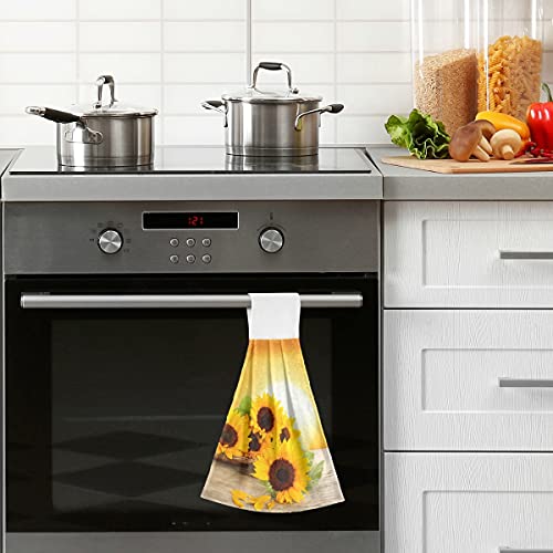 Giwawa 2 Pieces Sunrise Sunflowers Hand Towel Yellow Sunflower Hanging Towels Sunflower Floral Dish Towels Soft Fast Drying Sunflower Towels For Kitchen Bathroom Toilet Home Decorative 12X17In #TOP5