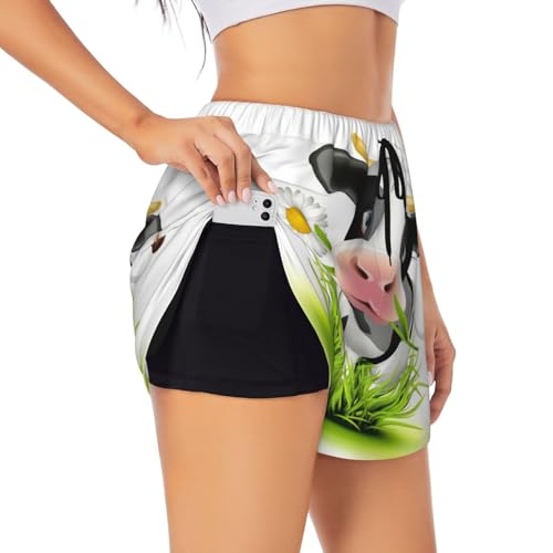 Short de yoga femme double couche cuissard sport imprimé
