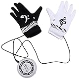 BESPORTBLE Guantes de Piano Eléctrico Recargables sin Dedos Altavoz Integrado, Sensor de Teclas Musicales y Clip para Cinturón, Accesorios Portátiles para Ejercicios de Manos y Fiestas