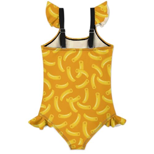 Image of Girls One Piece Swimsuit Macaroni Cheese Pasta Food Ruffles Swimwear Bathing Suits 3-12 Years