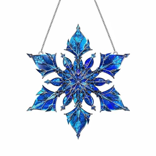 Banax Snowflake Suncatcher for Windows 7.9 Acrylic Christmas Window Art with Stained-Glass Look Festive Sun Catcher Ornament for Mom Wife Women