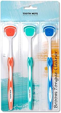 Toothnote Dual Tongue Scraper Brush helps Sensitive Tongue, Fight Bad Breath Oral Care, BPA-Free Tongue Scrapper 1 Pack (3 Tongue Cleaner)