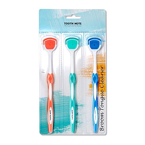 Toothnote Dual Tongue Scraper Brush Helps Sensitive Tongue, Fight Bad Breath Oral Care, Bpa-Free Tongue Scrapper 1 Pack (3 Tongue Cleaner) #TOP1
