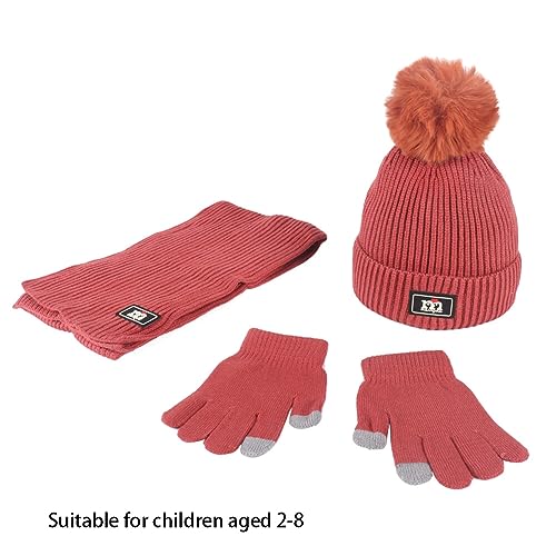Unisex Winter Warm Knitted Scarf Beanie Hat and Gloves Set for Kids Toddler Children Boys and Girls 1-8 Years Old2