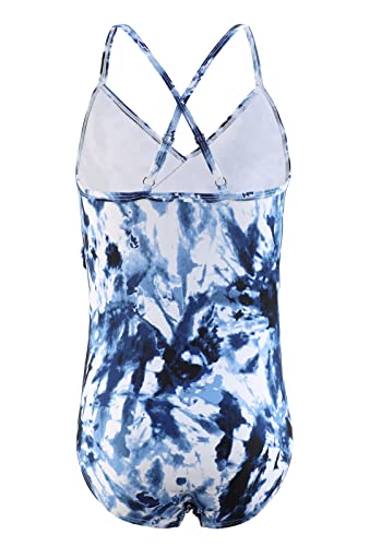 HowJoJo Big Girls One Piece Swimsuits Tye Dye Ruffle Bathing Suit Size 12/10-122