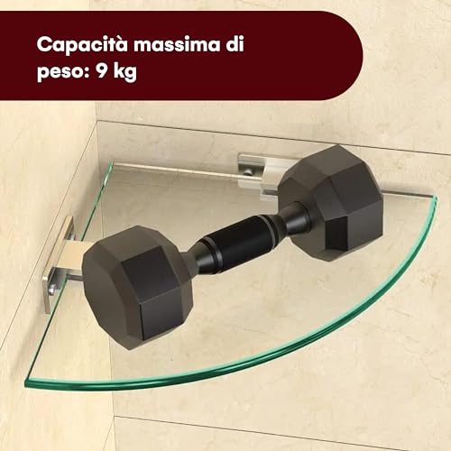 GeekDigg - Set di 2 mensole angolari in vetro, per...