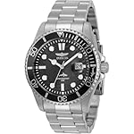 Invicta-Stainless-Steel-Pro-Diver-Analog-Black-Dial-Watch-for-Men-30018-Silver-Band