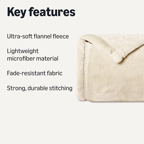 Image of Amazon Basics Soft Fleece Throw Blanket, Lightweight Cozy Warm Blanket for Couch & Sofa, 50 x 60 Inches, Beige (Pack of 2)
