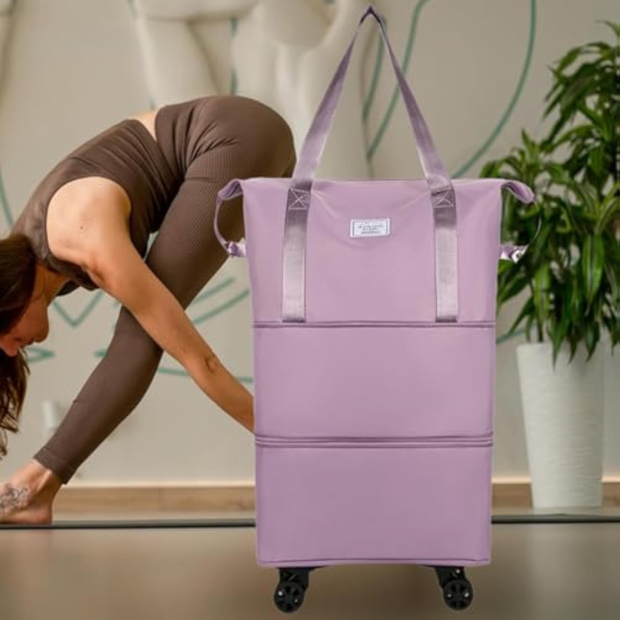 Foldable Travel Duffel Bag with Wheels, Expandable Design
