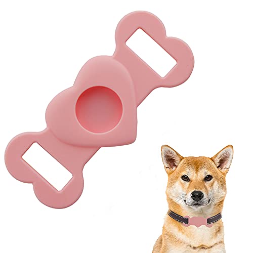 Pet Silikon Schutz Hülle für Airtags, GPS Tracking Halter für Hund Katze Haustier Halsband Pet Loop Holder Kompatibel mit Apple AirTag Hülle(Pink) Cover