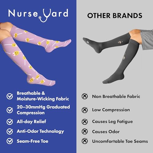 Image of Nurse Yard Compression Socks for Nurses - Women & Men - 20-30mmHg Graduated Compression, For Medical Staff, Athletes - 1 Pair