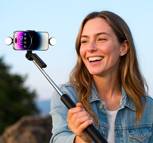 Image of Portable R16K UltraWide Tripod Selfie Stick with 3-Mode Brightness | 5.9 Feet Height for Scenic Shots & Live Content