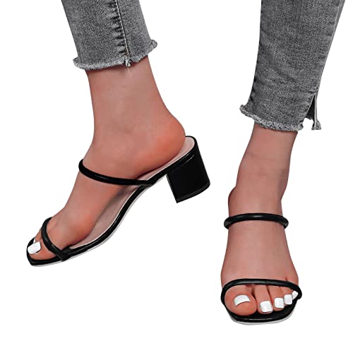 Non-Slip Sandals Sandals Women Summer 2022 Flat Thong Sandal Summer Slip On Sandals Womens Wedge Heels(627Jia513#A01 Black,Size 8.5) #TOP3