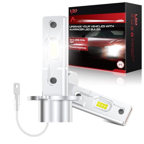 AUXIRACER Bombillas H3 LED, 6500K Blanco Frío 30000LM 500% Más Brillante, H3 LED Lámparas de Repuesto Para Halógenos, Plug and Play 1:1 Mini Diseño, 2 piezas