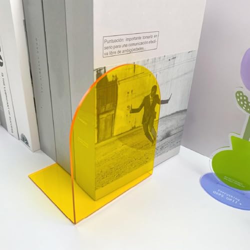 1 Pair Heavy Duty Clear Acrylic Book Ends, L Shaped Bookends, Non Skid Transparent Book Stoppers for Shelves Desk, Library - Image 2