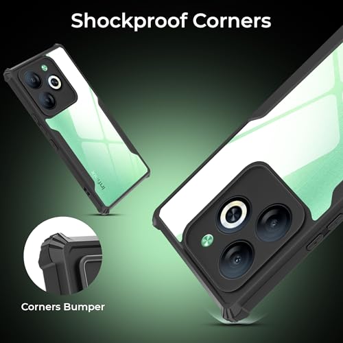 Image of A rtistque Clear Hard Transparent Acrylic Armor Anti-Drop Shockproof TPU Edge Back Cover Case for Infinix Smart 8 HD - Black