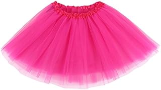 Simplicity Women's Classic Elastic 3 Layered Petticoat Tulle Tutu Skirt, Rose