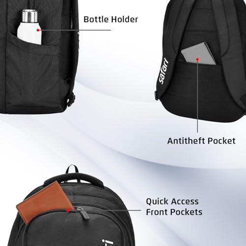 Image of Safari Saga 37L Laptop Backpack, 3 Compartments, Organizer, Bottle Holder, Front Pocket, Office Bag, School Bag for Boys and Girls, College Bag, Travel Bag for Men and Women