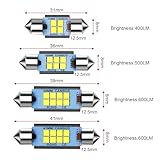 SIGANDG 6 Pcs 36MM Festoon LED Car Bulb,DC12-24V 6 SMD 2835 500LM LED Dome Reading 6500K(Xenon White) Bulbs Car Interior Light Replacement License Plate Lights Map Lamps No Polarity-2 Years Warranty - Image 2