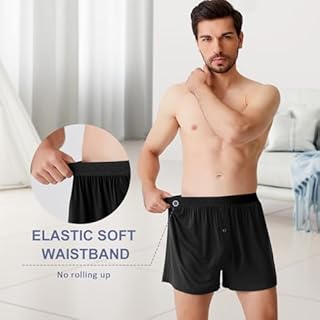 BAMBOO COOL Mens Boxer Shorts Underwear Soft Comfortable Breathable Knit Boxers Short for Men (5 Pack), Large