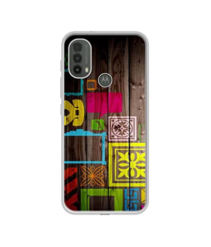 Image of Stamps on Wooden Texture Design Printed Silicon Soft TPU Back Case Cover for Motorola Moto E30 4G / E40 4G