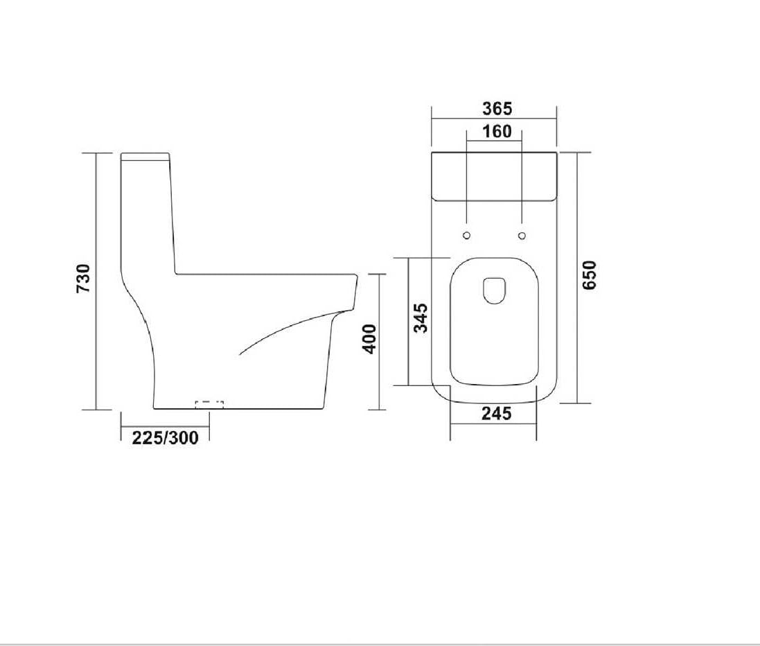 Hisre Premium Western Floor Mounted One Piece Water Closet Ceramic Western Toilet/Commode/European Commode Square With Soft Close Seat Cover For Lavatory, Toilets (Oben), photo 3 of 3