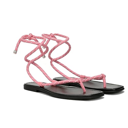 Image of Rope Flat Sandals for Women Strappy Open Toe Thong Sandals Summer Slingback Slip On Slide Sandals with Adjustable Strap