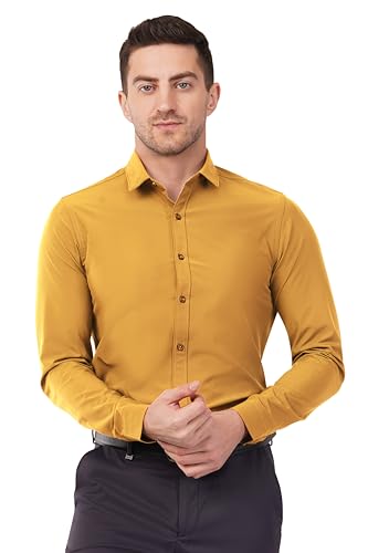 Image of SaintX Men's Premium Solid Formal Shirt | Slim Fit | Plain Full Sleeve | Feather Touch Soft Finish | Wrinkle Resistant | No Ironing Required | 360 Highly Stretchable Fabric