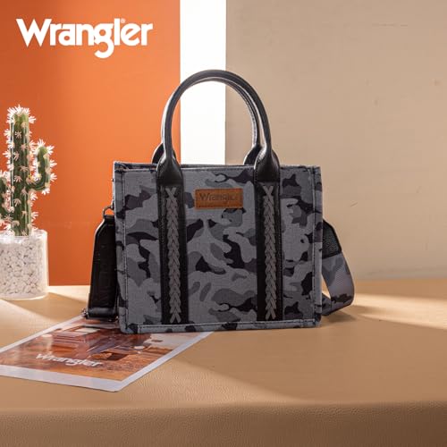 Image of Wrangler Tote Bag for Women Western Camo Pattern Canvas Crossbody bag Handbag Vintage Design