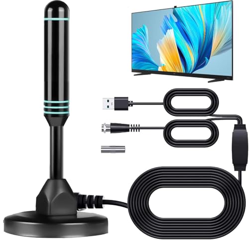 TV Antenna for Smart TV Indoor, Digital Antenna for TVs Antenna with Strong Magnetic Base, 360° Reception T V Antenna for Local Channels HDTV Antenna for TVs Indoor 4k-16.4ft(Blue) 1