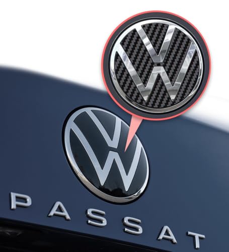 Image of IPG Decal Made for Volkswagen 2021 Passat Polo Tiguan Golf Rear /Front Emblem Logo Decals Stickers Set (4 Units) (Black Carbon Fiber)