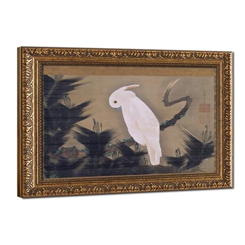 Impression sur toile Ito Jakuchu cacatoès blanc déco murale salon 40x61