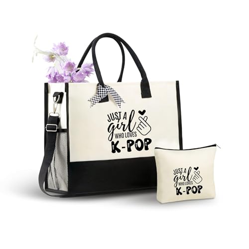 Bolso Tote de Lona Kpop para Mujer con Cierre y Correa miniatura 1