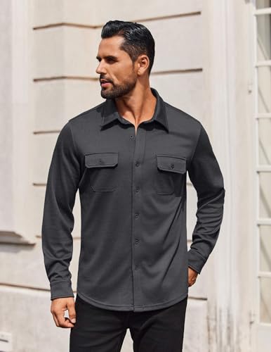Chemise décontractée à manches longues homme COOFANDY casual chic avec poche avant - 4