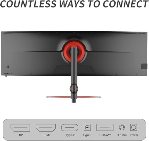 YOGAES Schermo di Gioco IPS Dual QHD (5120x1440) da 49 pollici di larghezza,49 pollici montior. 5 K. HDR400, USB-C, VESA100 x 100 mm, regolazione dell'altezza di inclinazione (75 hz) - Monitor - Immagine 8