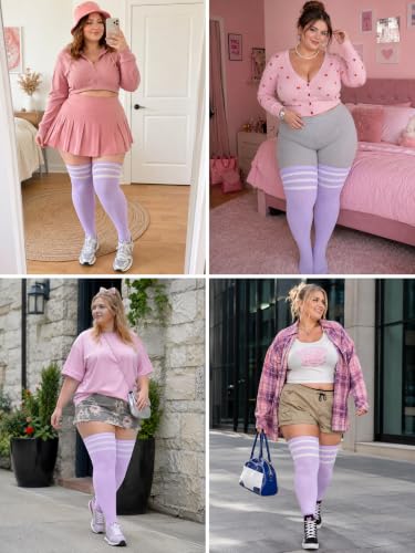 Image of LOUSGUTA Plus Size Thigh High Socks for Thick Thighs- Extra Long Womens Cable Knitted Over Knee High Leg Warmer