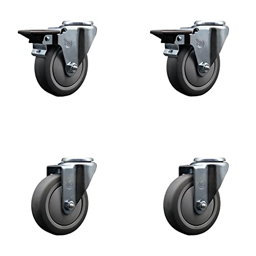 Thermoplastic Rubber Swivel Bolt Hole Caster Set of 4-4