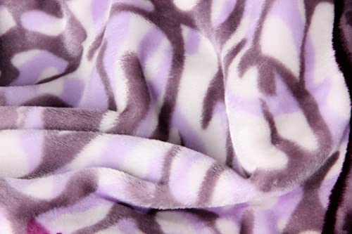 Dada Bedding Orchid Blossoms Soft Cozy Plush Luxe Shades Of Purple Flannel Fleece Throw Blanket - Floral Leaves Solid Striped Multi Purple Lavender Print - 63" X 90" #TOP5
