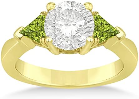 Allurez Peridot Three Stone Trilliant Engagement Ring 14k Yellow Gold (0.70ct)