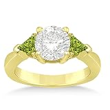 Allurez Peridot Three Stone Trilliant Engagement Ring 14k Yellow Gold (0.70ct)