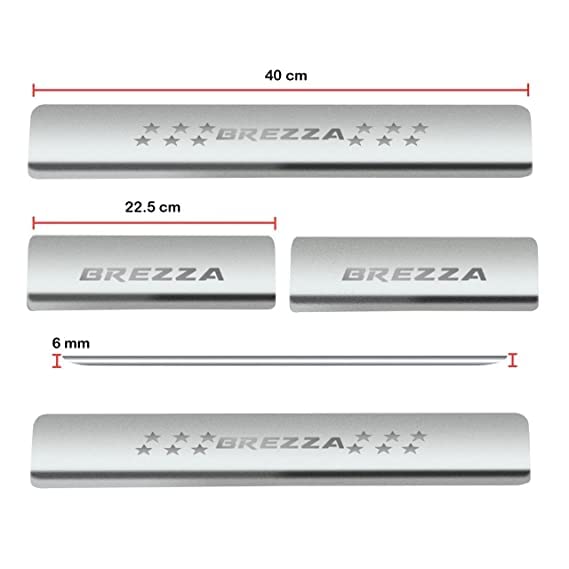 Image of Atteen Smart Door Sill /Foot Step Stainless Steel Plates Compatible with Suzuki Brezza 2022-23 (Set of 4 Pcs)