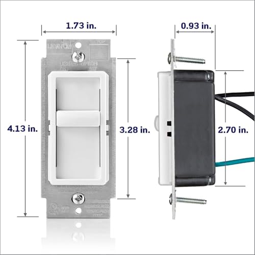 Leviton SureSlide Dimmer Switch for Dimmable LED, Halogen and Incandescent Bulbs, 6672-1LW, White by Leviton - Image 4